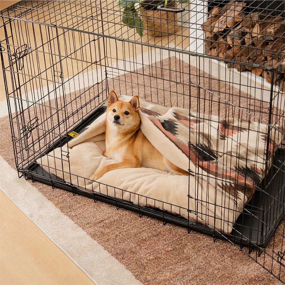 All-Season Reversible Boho Cave Covered Calming Dog Bed - HugSack