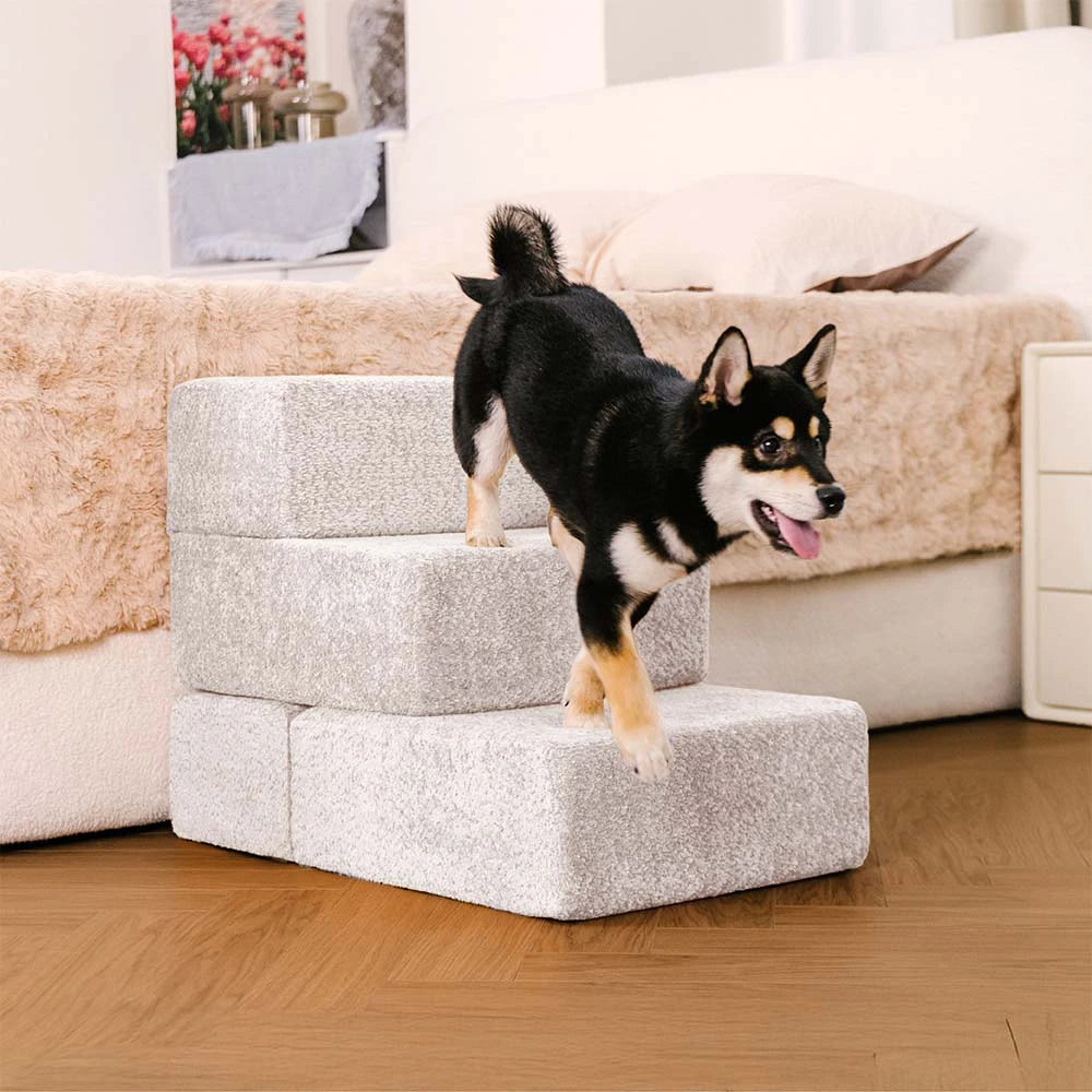 Chenille Durable Scratch-Resistant Foldable Blocks Multi-Level Dog Stairs