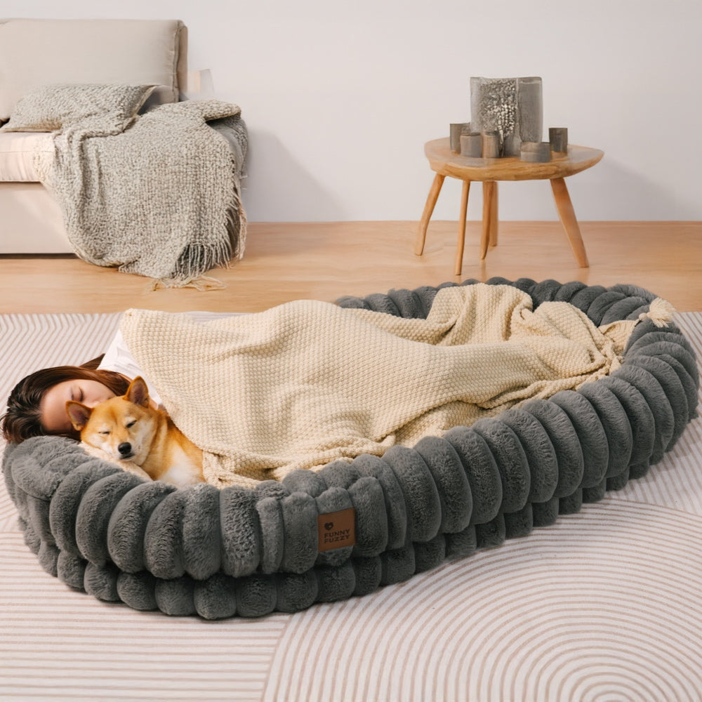 Creamy Plush Super Large Donut Human Dog Bed - Cuddle Cradle