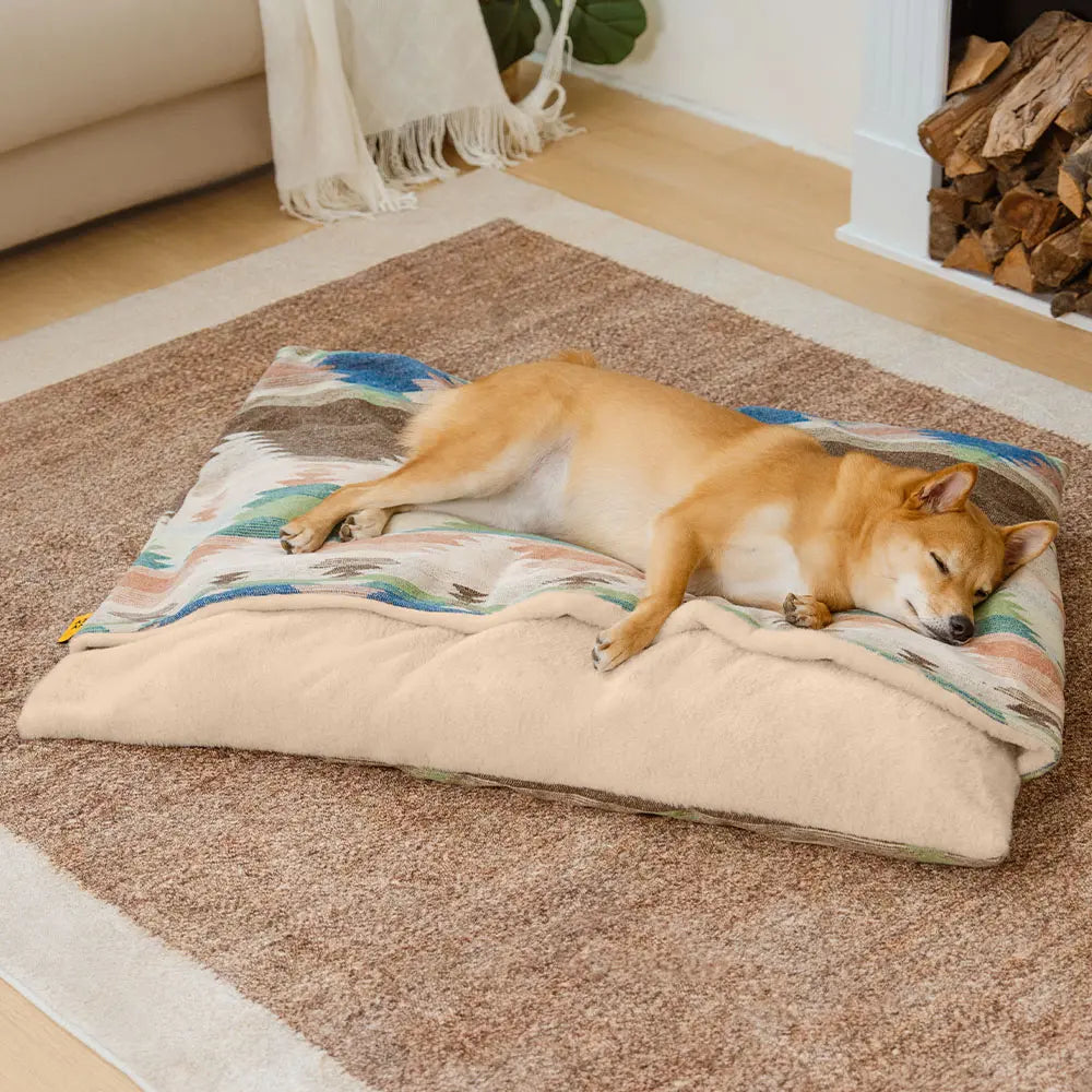 All-Season Reversible Boho Cave Covered Calming Dog Bed - HugSack