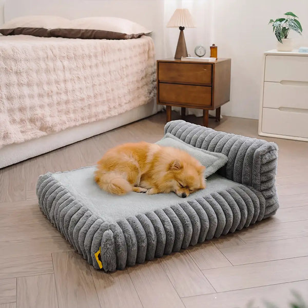 Mini Plush Home-Style Backrest Orthopedic Bed for Small Dogs - TinyNest