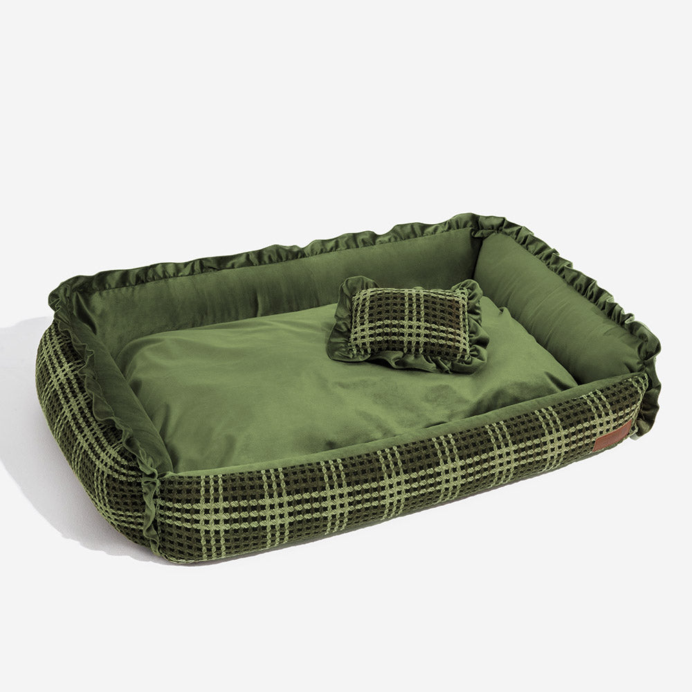 Lit d’oreiller pour chien de traversin confortable lavable à fleurs de luxe classique - Bliss Napper