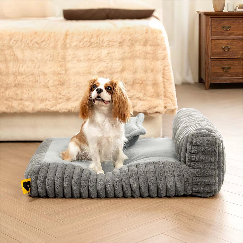 Mini Plush Home-Style Backrest Orthopedic Bed for Small Dogs - TinyNest