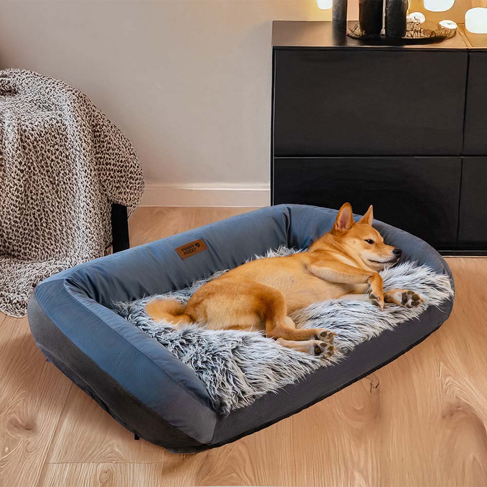 Grand lit confortable pour chien avec couverture pliable