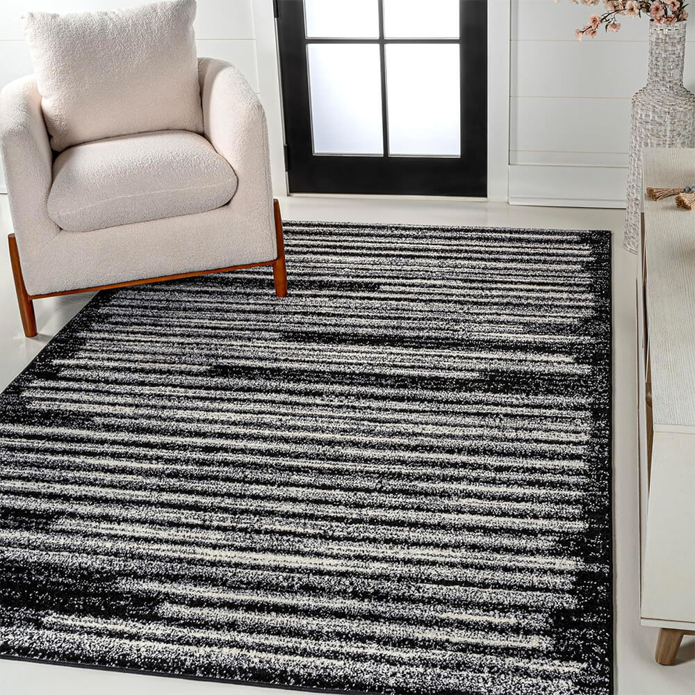 Tapis de maison en faux cachemire de style moderne et simple à texture de ligne