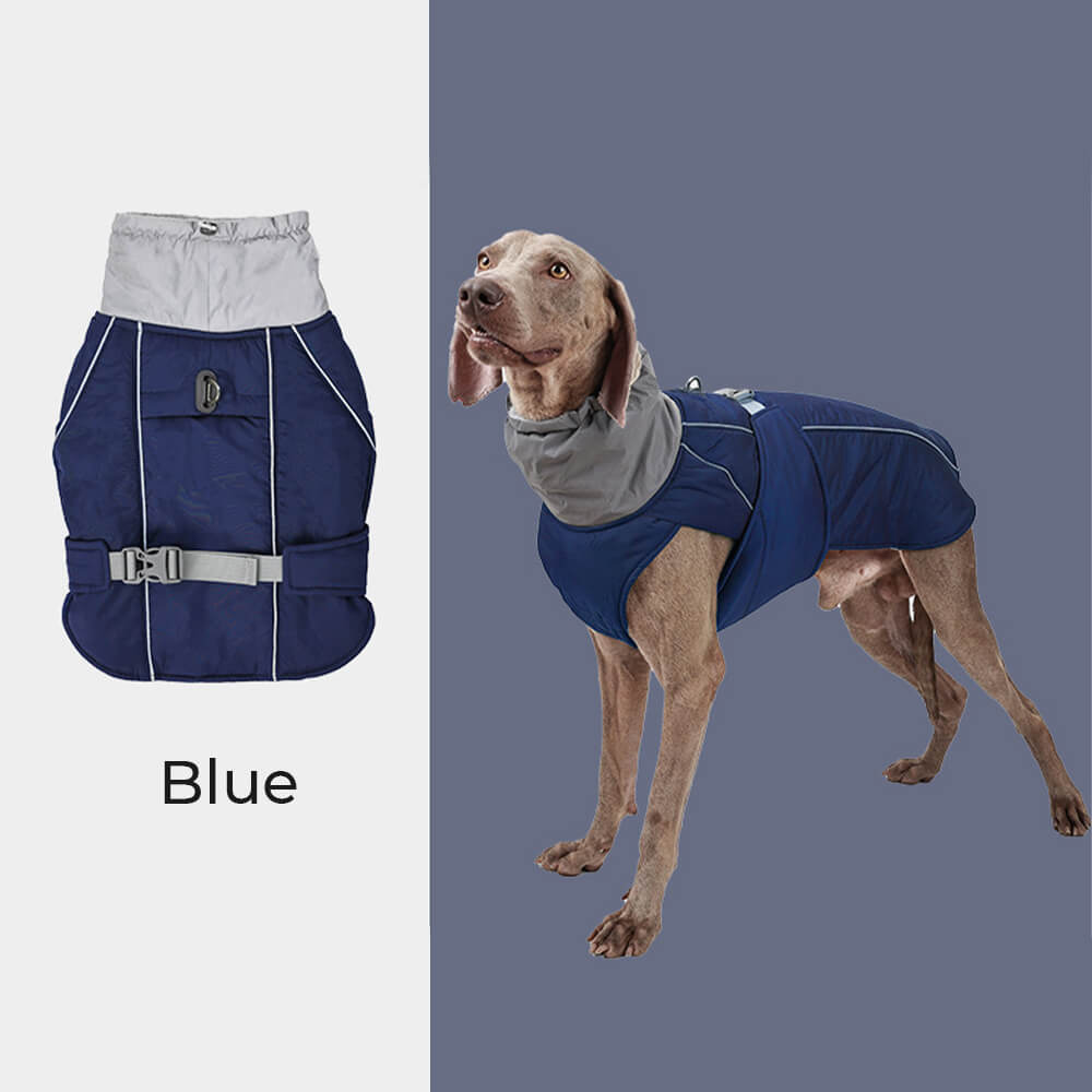 Wasserdichte, warme, reflektierende Hundejacke mit hohem Kragen