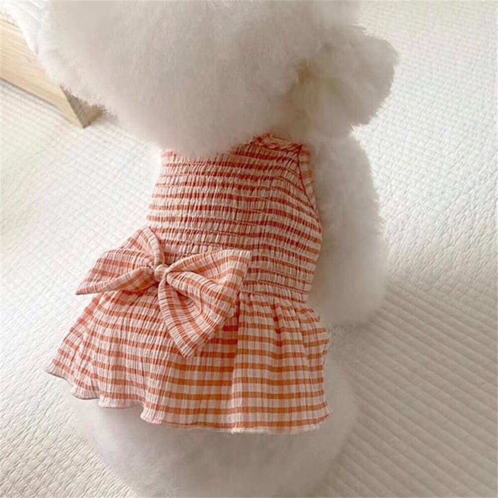 Gingham Bow Dog Dress – Lightweight and Perfect for Summer Days