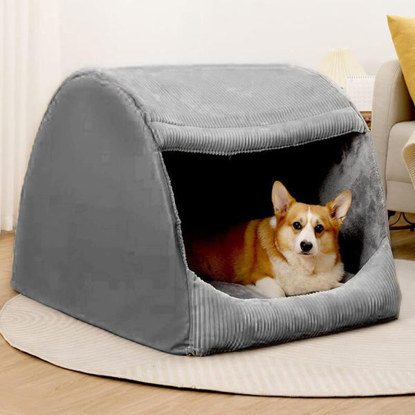 Cama de carpa de perros grande y desmenuzada de franela caliente