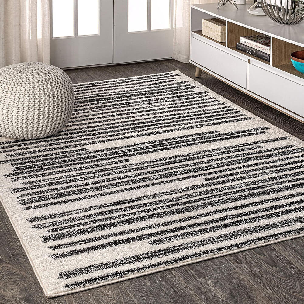 Tapis de maison en faux cachemire de style moderne et simple à texture de ligne