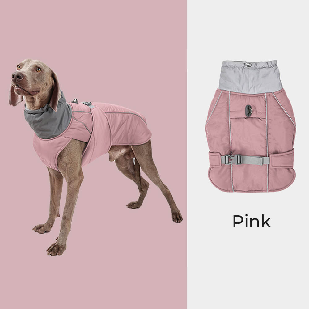 Wasserdichte, warme, reflektierende Hundejacke mit hohem Kragen