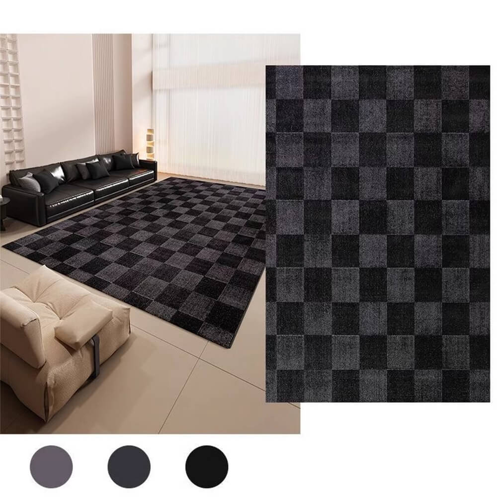 Retro Plaid Crystal Pile Thickened  Non-Slip Soft Rug