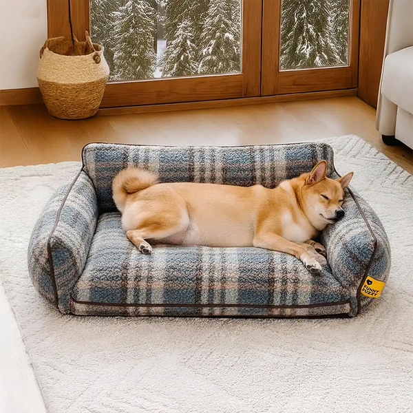 Plush Warmth Stripe Foldable Washable Dog & Cat Sofa Bed - MochaSnug