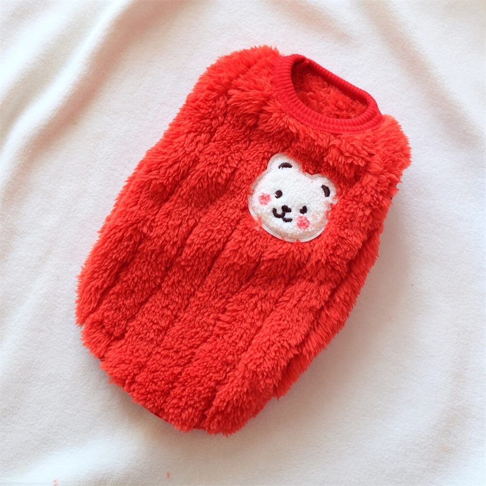 Adorable Fuzzy Bear Dog Sweater - Soft and Cozy for Winter Comfort