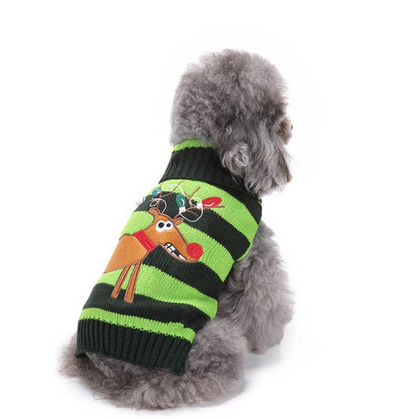 Suéter de perro de punto de huella de tortuga de renovado de Navidad