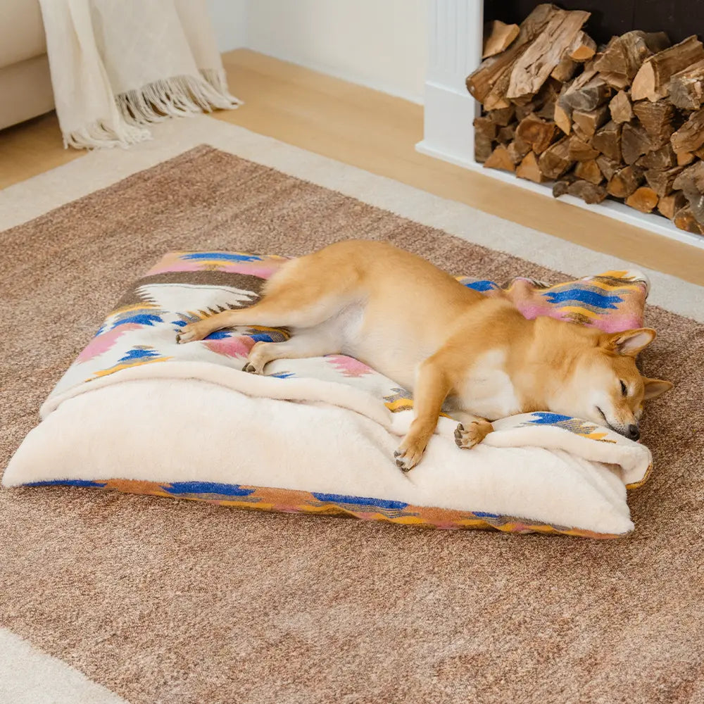 All-Season Reversible Boho Cave Covered Calming Dog Bed - HugSack