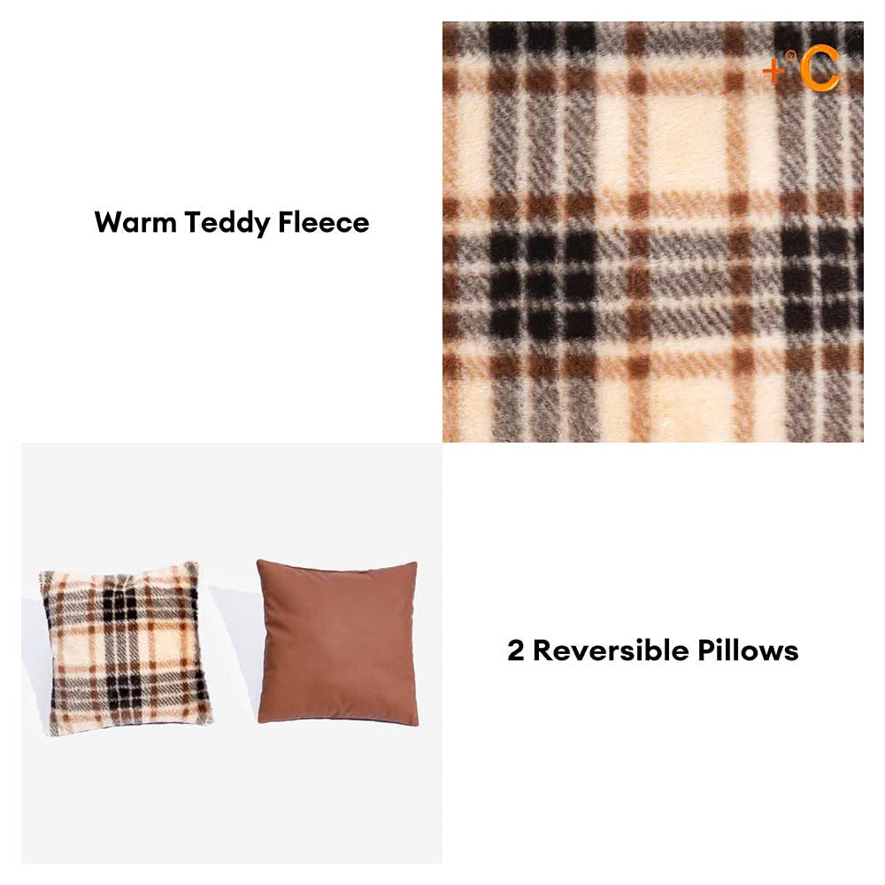 Vintage Plaid Plush Orthopedic Dog Sofa Bed with Pillows - CozyLuxe