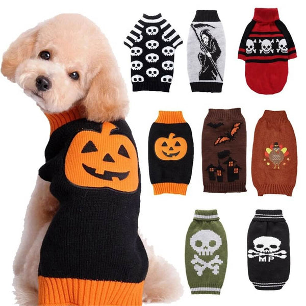 Suéter de mascotas de Halloween | Ropa de perro de patrón de Halloween cálido y acogedor