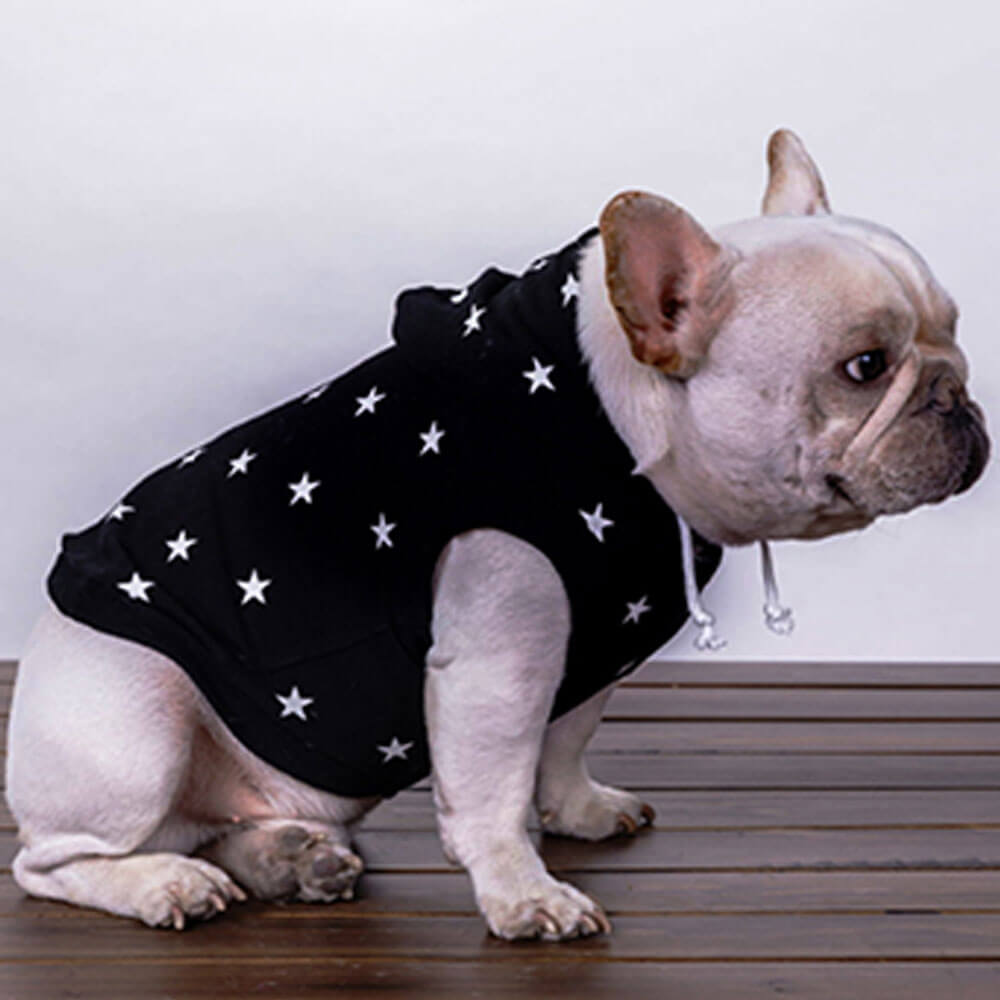 Sudadera con capucha para perro con estampado de estrellas: sudadera cálida y elegante para mascotas