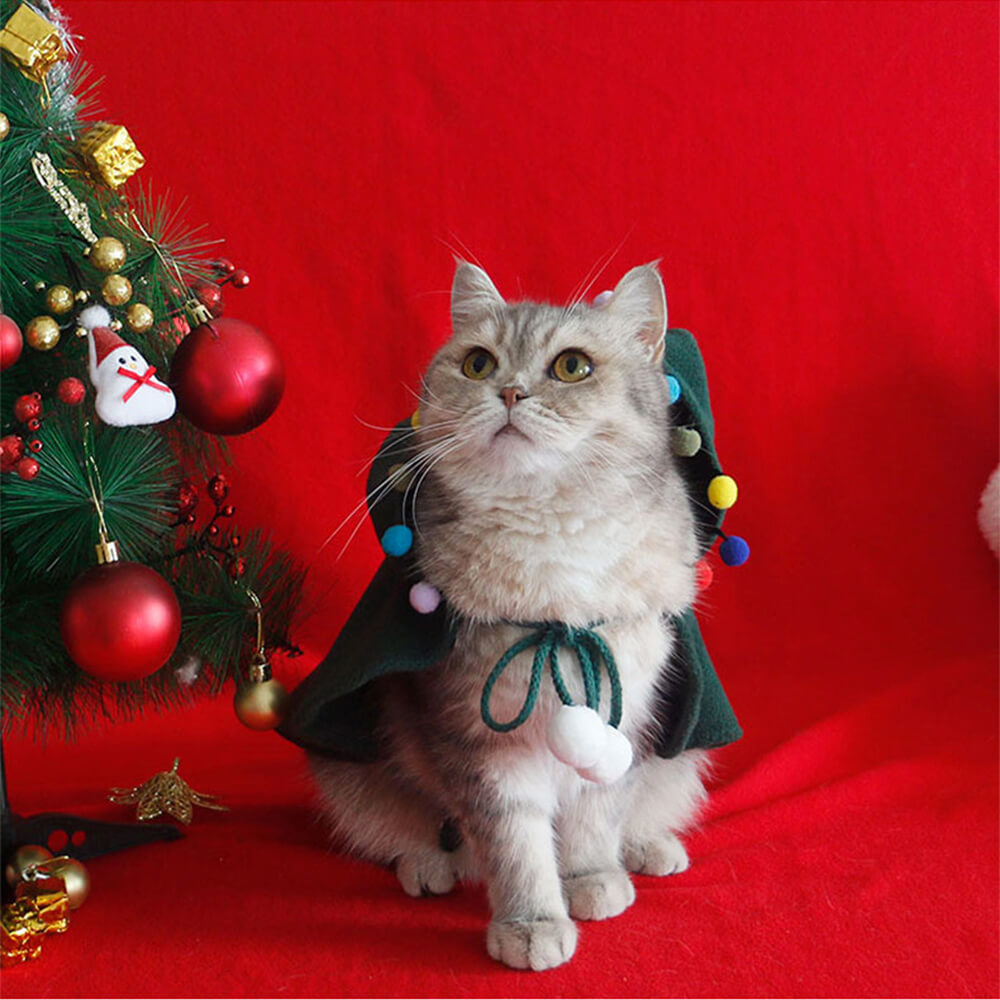 Poncho châle à capuche pour chien et chat, chaud et chic de Noël