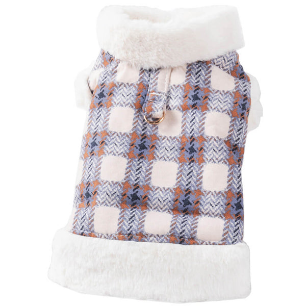 Chaqueta para perros de lana de vellón a cuadros: una chaqueta de invierno cálida y elegante