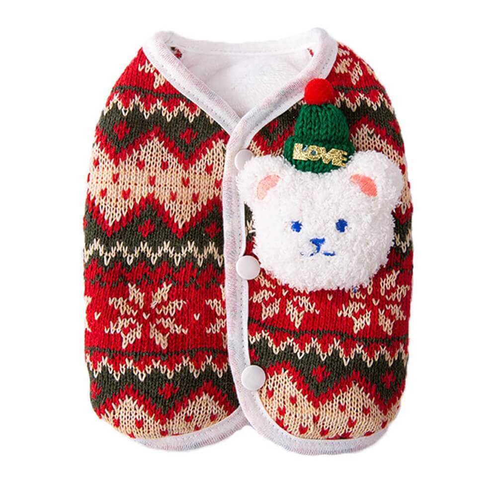 Festive Bear Knit Dog Sweater – Cozy and Perfect for the Holidays