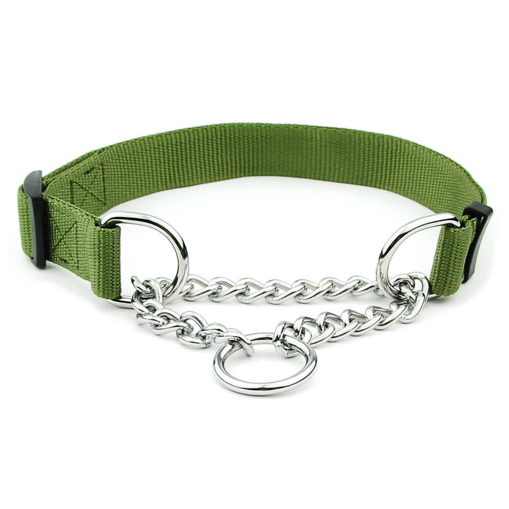 Mehrfarbiges Nylon-Hundehalsband mit Schiebekette