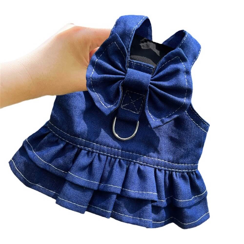 Denim Dog Dress and Vest Set - Adorable and Fashionable for Small Breeds