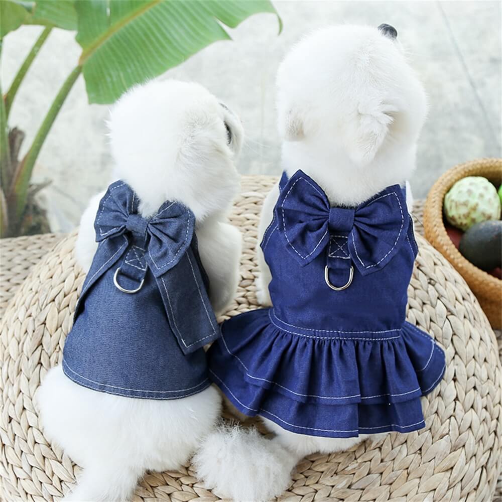 Denim Dog Dress and Vest Set - Adorable and Fashionable for Small Breeds