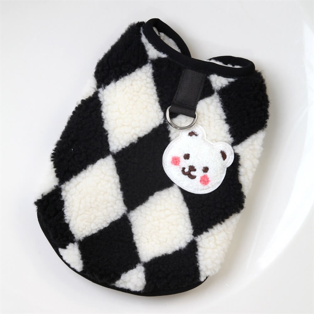 Warm and Cozy Fleece Dog Vest with Cute Bear Design - Perfect for Winter Walks