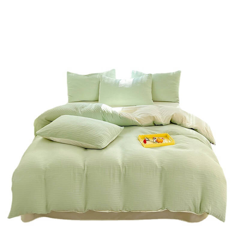 All-Seasons Seersucker Solid Color Comfort Bed Sheet Set