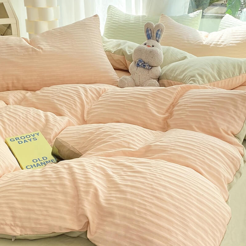 All-Seasons Seersucker Solid Color Comfort Bed Sheet Set