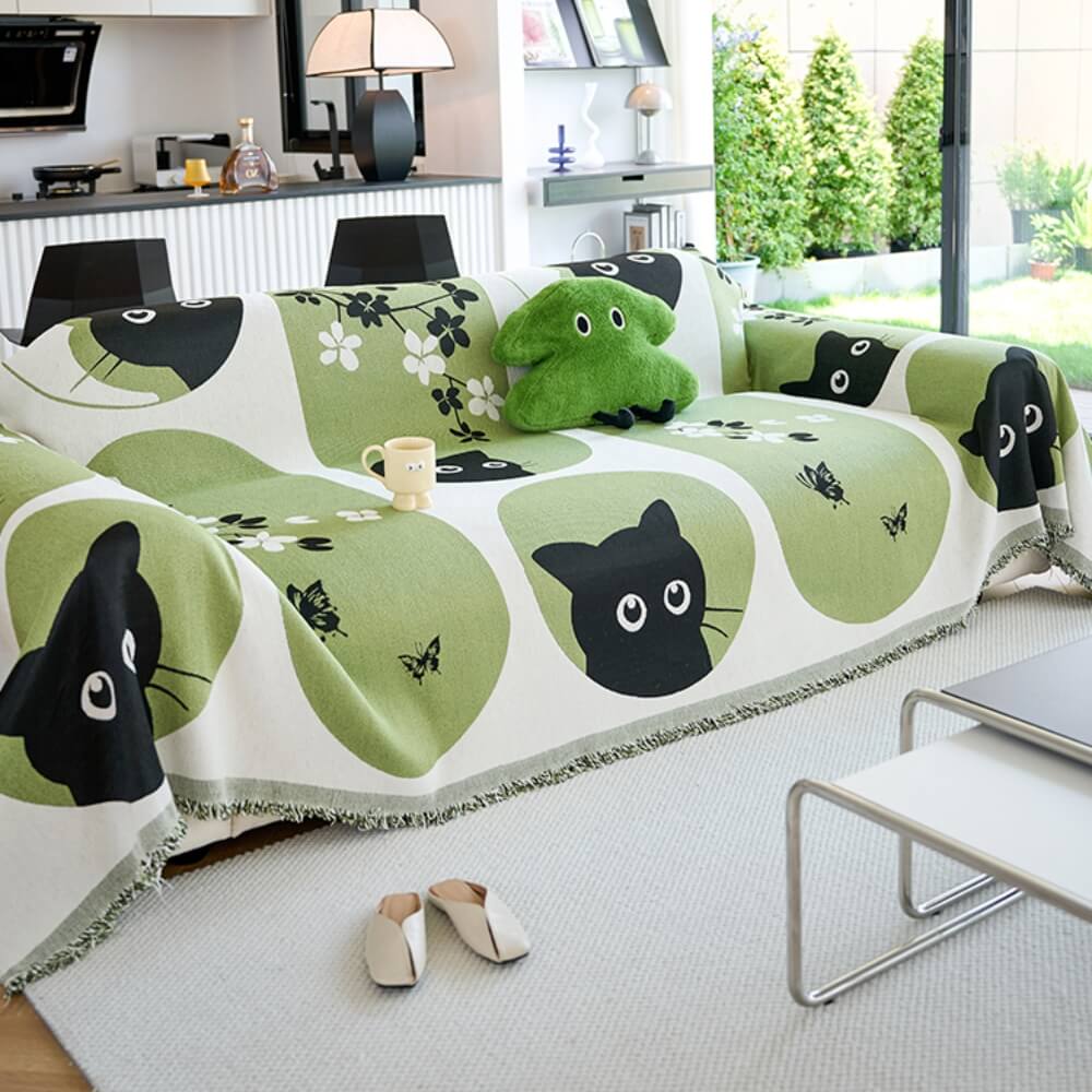 Cartoon Cute Puppy Kitten Breathable Home Decoration Large Throw Couch Cover