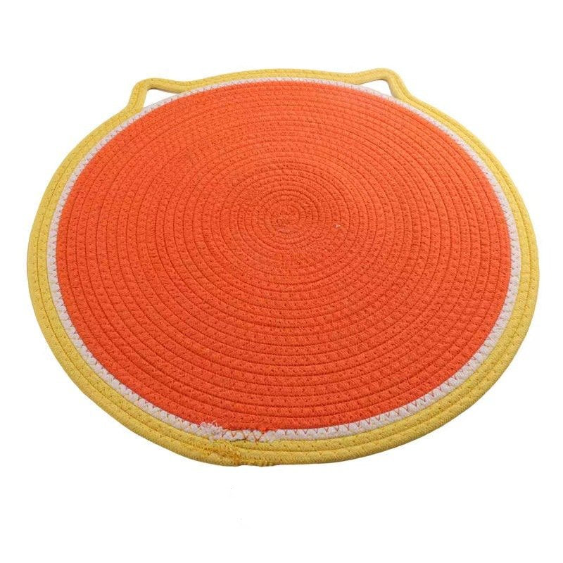 Tapis de corde en coton tissé en forme d'oreilles de chat, tapis à gratter pour chat