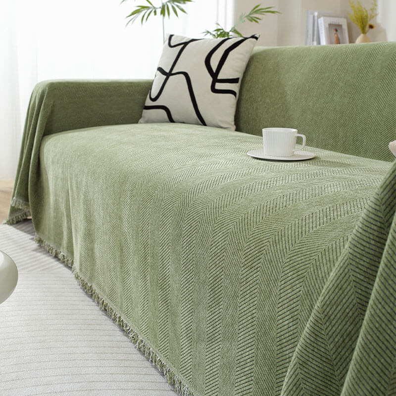 Chenille-Decke, Herringbone-Quasten-Couchbezug