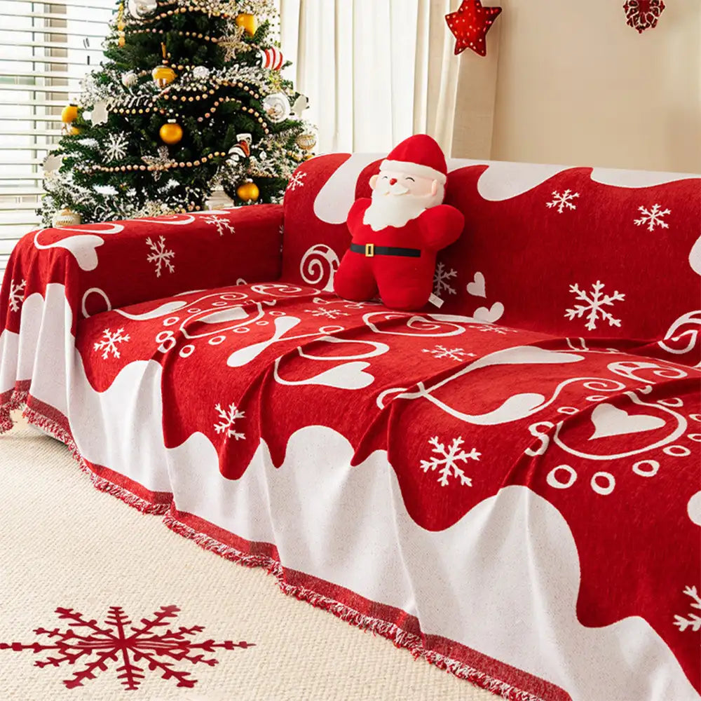 Christmas Decoration Chenille Wear-Resistant Sofa Blanket Couch Cover