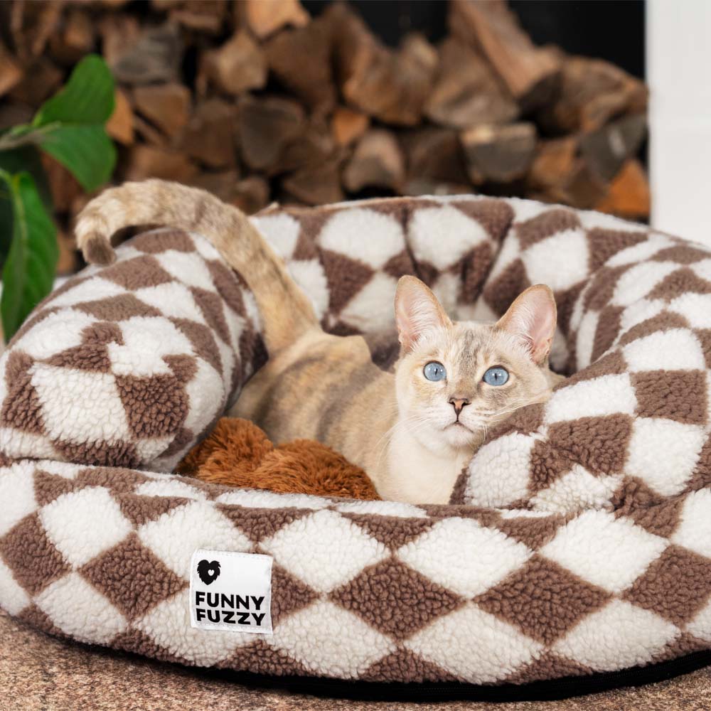 Classic Argyle Washable Bolster Donut Cat Bed - Cozy Haven