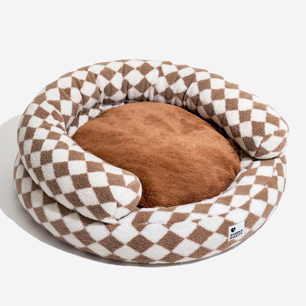 Classic Argyle Washable Bolster Donut Dog Bed - Cozy Haven