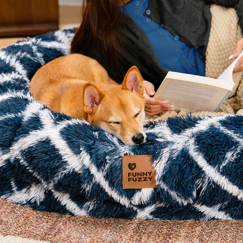 Lit pour chien humain en forme de beignet super grand et moelleux classique - Berceau câlin