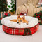 Lit pour chien en forme de beignet en peluche jacquard classique - Snuggle Den