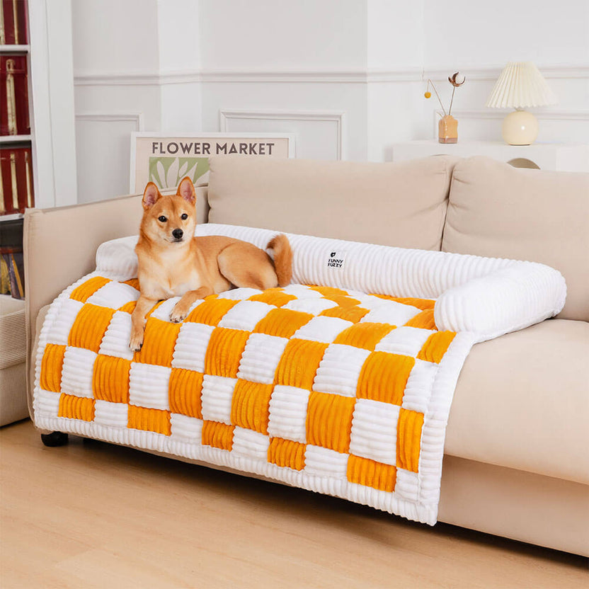 UltraSoft Plush FullCover Checkerboard Couch Cover FUNNYFUZZY