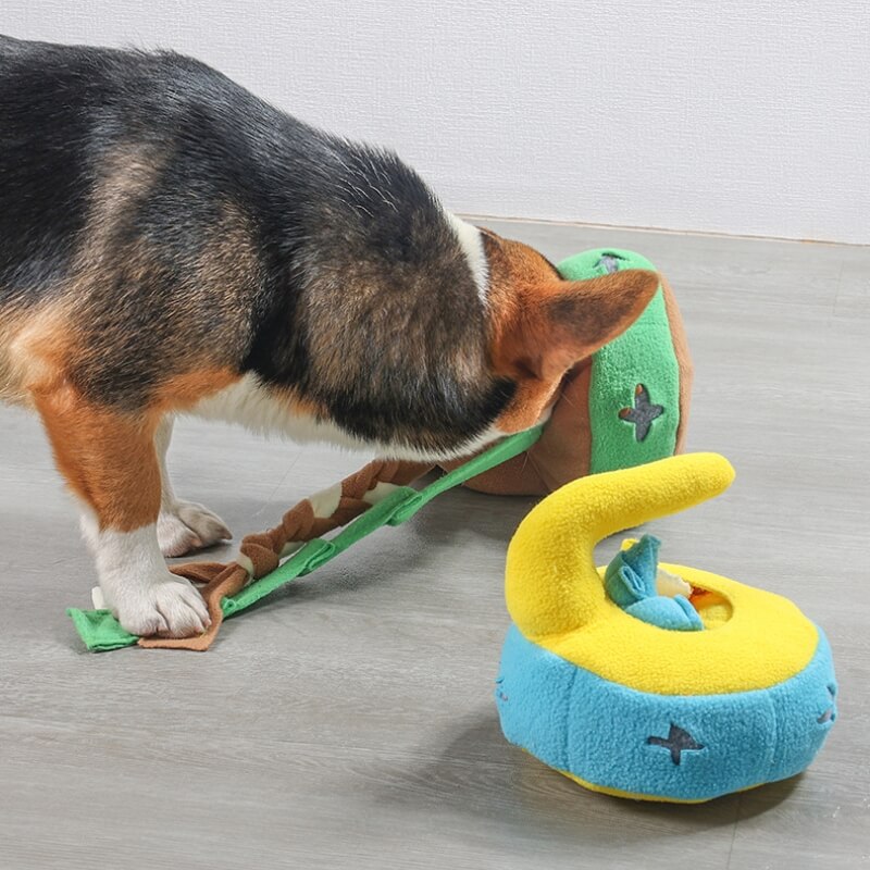 Curling Puzzle Hund Interaktives Spielzeug Leckerli-Spender-Spielzeug