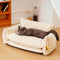 Trendiges, gestreiftes, doppellagiges Katzensofa aus Lammwollimitat