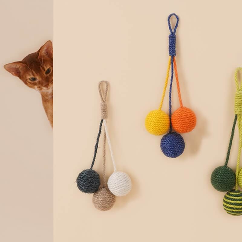 Langlebiges, kaubeständiges Sisalseil-Ball für Katzen, interaktives Spielzeug