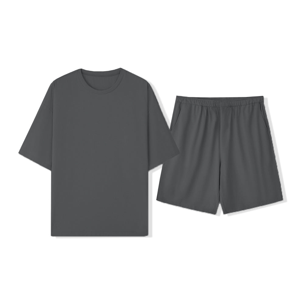 Resistente al pelo de mascotas ecológico y puro <tc>Color</tc> Conjunto de pijama para parejas de manga corta y cuello redondo