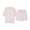 Resistente al pelo de mascotas ecológico y puro <tc>Color</tc> Conjunto de pijama para parejas de manga corta y cuello redondo