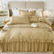 Elegante juego de cama de consuelo de terciopelo decorado con leche con falda de cama con falda