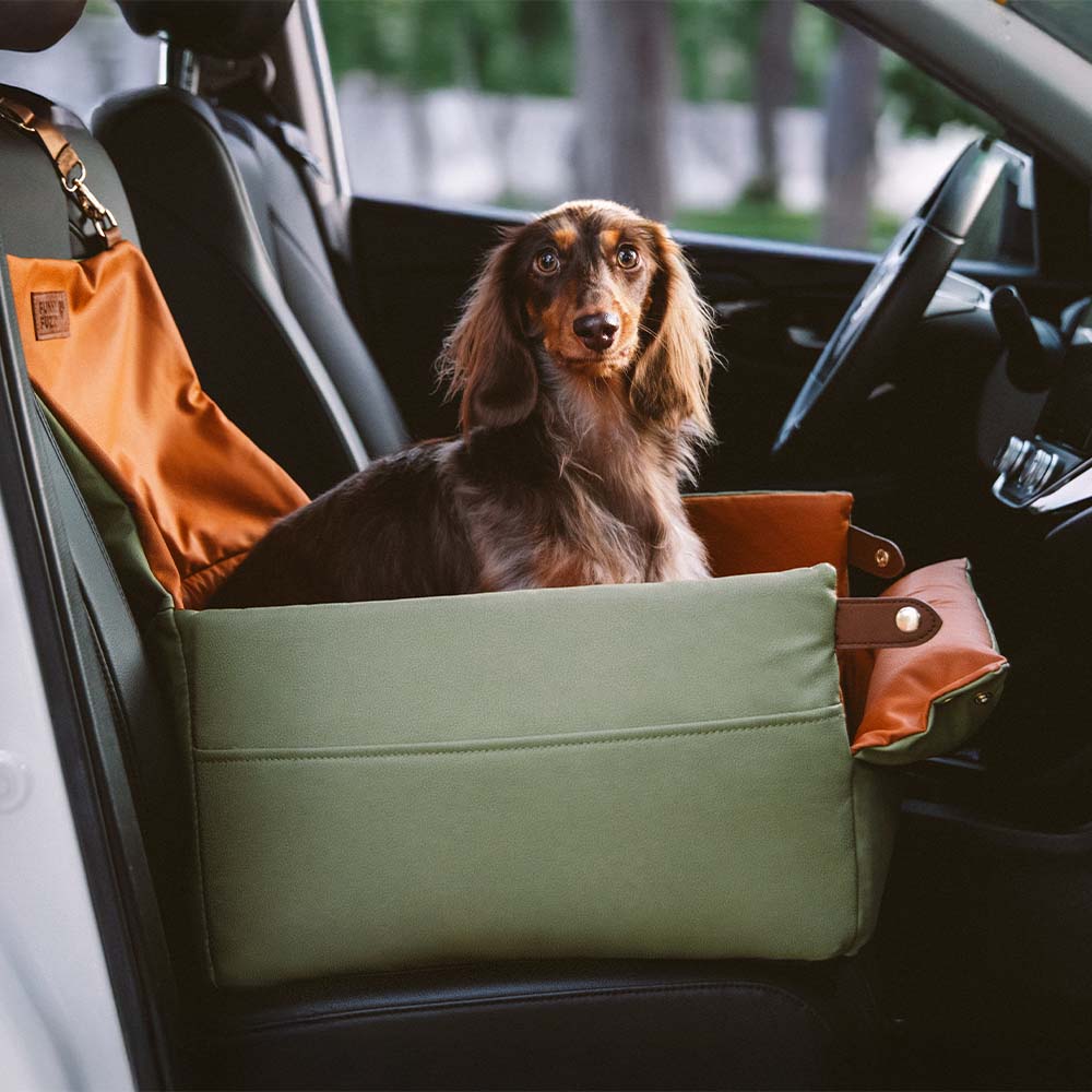 Elevated Faux Leather Deluxe Dog Car Seat Booster Bed - Urban Voyager