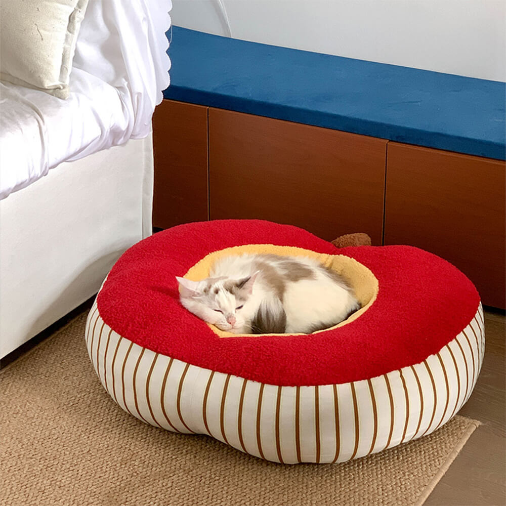 Apple Shaped Soft Plush Washable Cozy Dog & Cat Bed