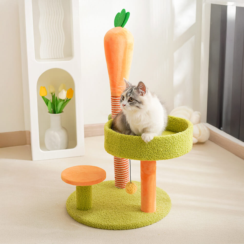 Carrot Sisal Scratch-Resistant Double-Layer Platform Small Cat Tree