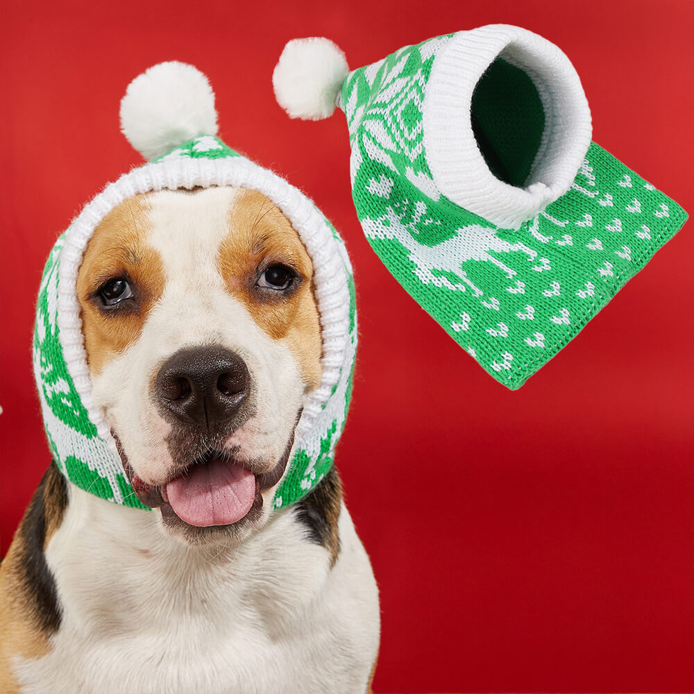 Christmas Reindeer Snowflake Knitted Warm Dog Cat Hat